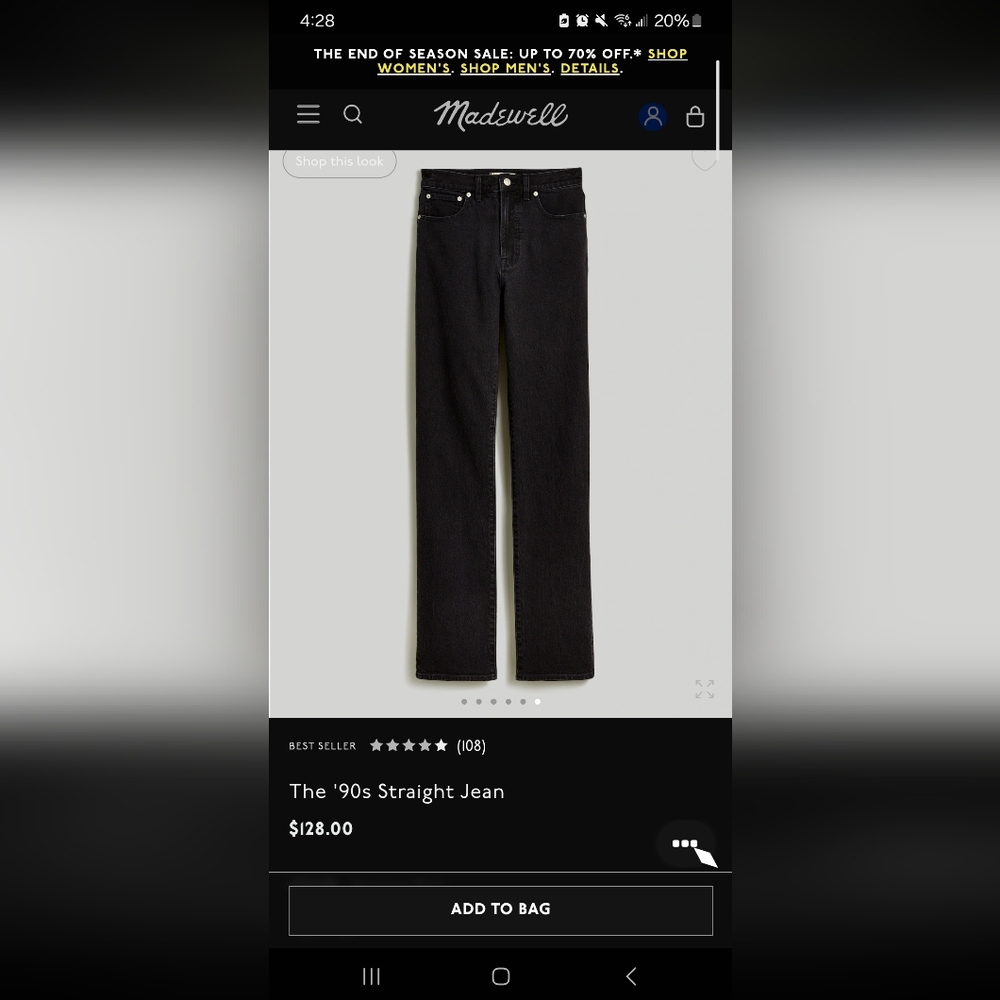 Madewell 90s straight size 28